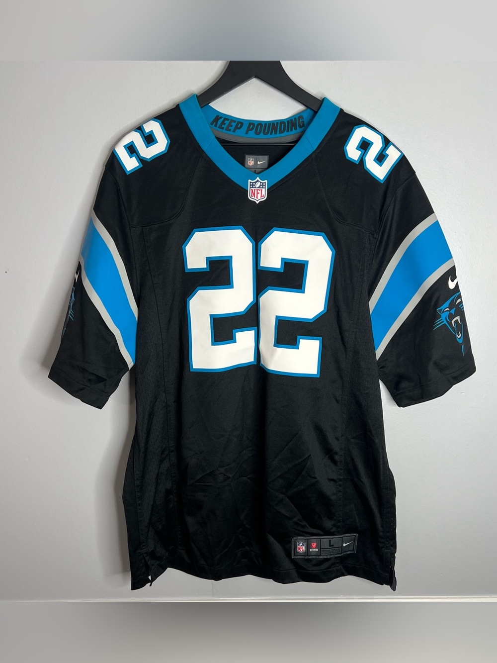 Carolina Panthers Christian McCaffrey Football Jersey Mens Large Black Nike NFL